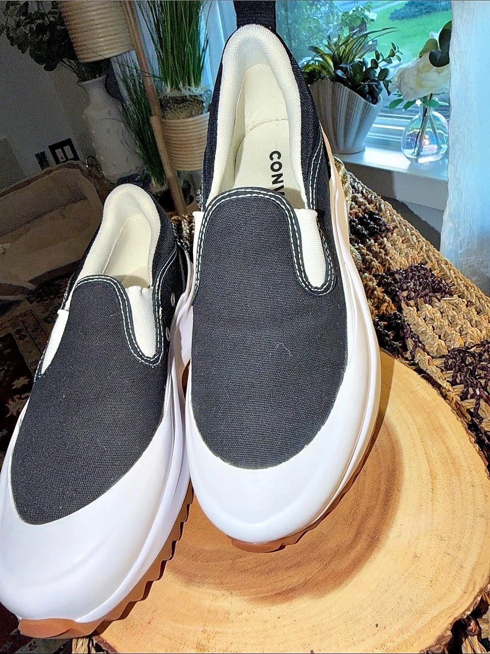 Converse Run Star Hike Slip Platform Sneakers Black & White US 5.5